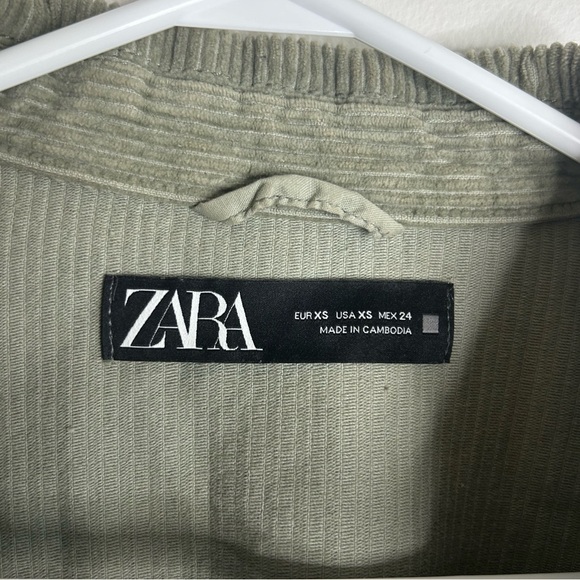 Zara Oversized Corduroy Jacket Olive Green Womens Size XS - Picture 6 of 10